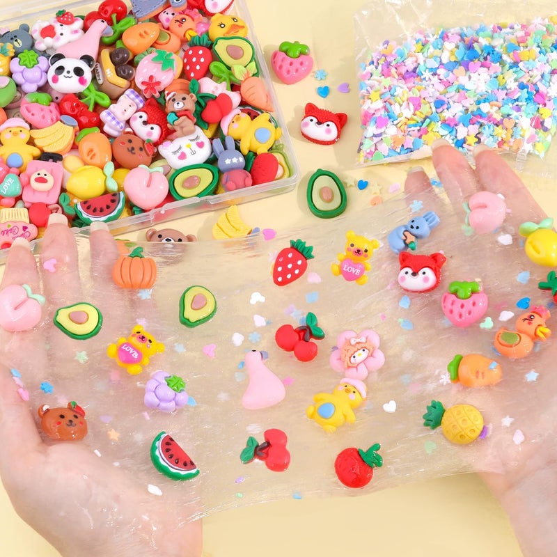 Glitzest 100PCS TINKRSTUFF Fruit Slime Charms Cute Flatback Resin Charms for Slime, Random Kawaii Decoden Charm for Embellishments Phone Junk Case Charms Bulk, Hairpins Scrapbooking Crafting & DIY Decoration - Image 5
